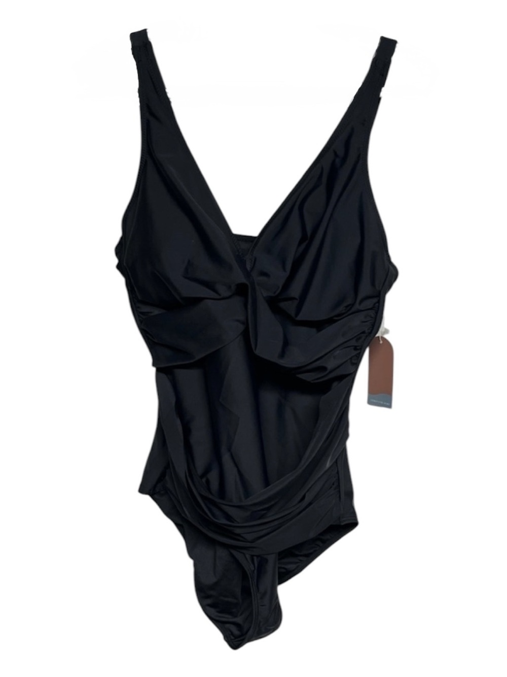 Smismivo Black Tummy Control One Piece Swimsuit XL Ruched Slimming Swimwear